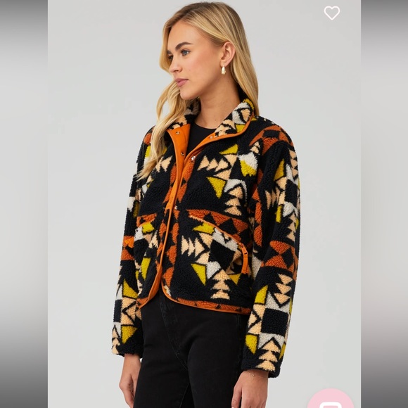 FREE PEOPLE-Rocky Ridge Fleece Aztec Jacket Night Sky SIZE EXTRA SMALL - Picture 4 of 9